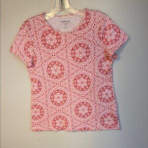 Croft & Barrow Red and White Fitted Short Sleeve Tee